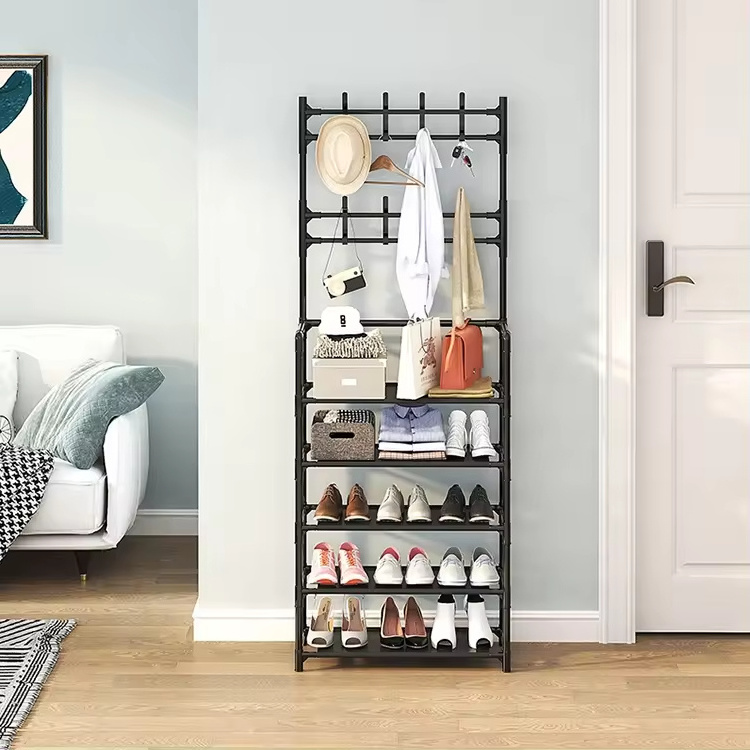 High Quality Home 3-4 Tier Coat And Shoe Rack Storage Metal Shoe Rack Portable Display For Living Room With Handles