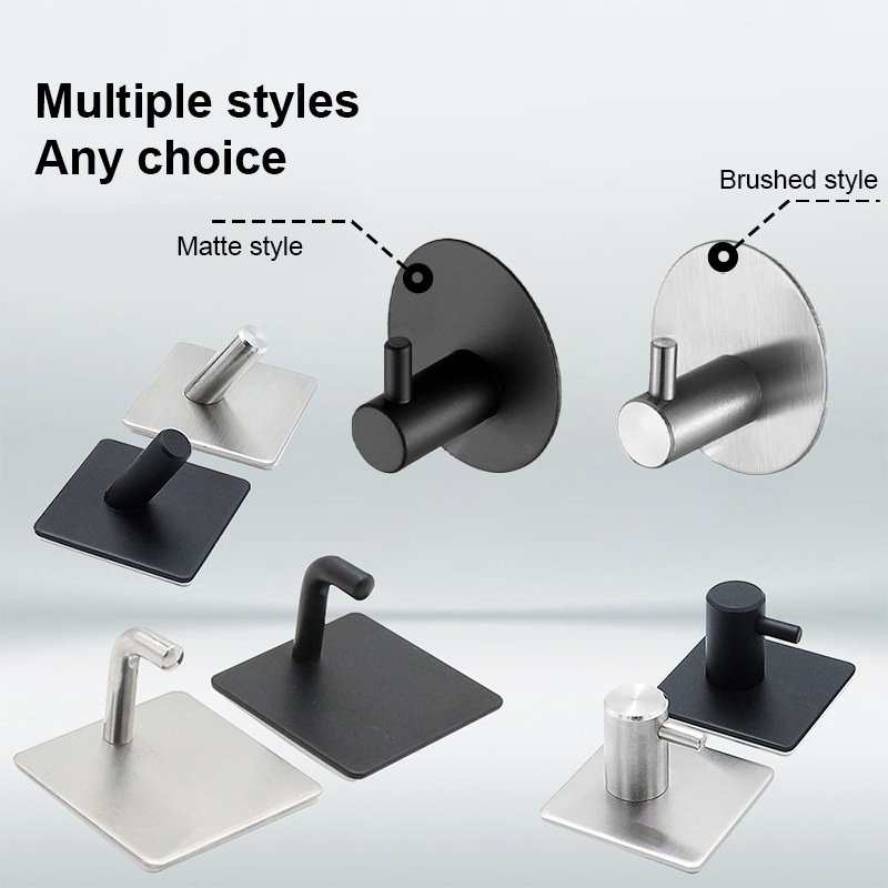 304 stainless steel non punching hook metal strong and traceless wall storage rack