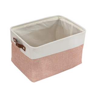 Eco-Friendly Bathroom Collapsible Narrow Storage Bins with Lids Leather Handles for Toilet Paper Baskets Closet Shelf Storage