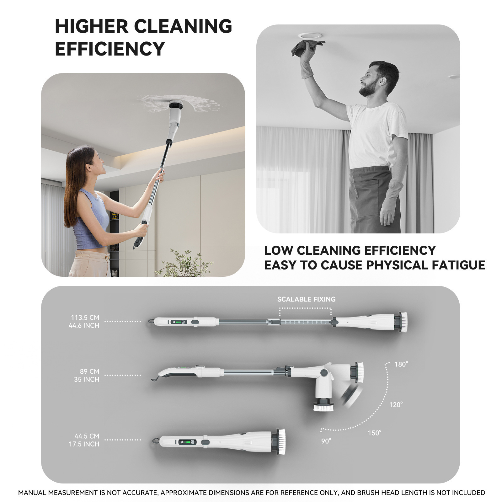 New Style kitchen bathroom glass length brush hand-held powerful electric multifunctional cleaning brush spin scrubber