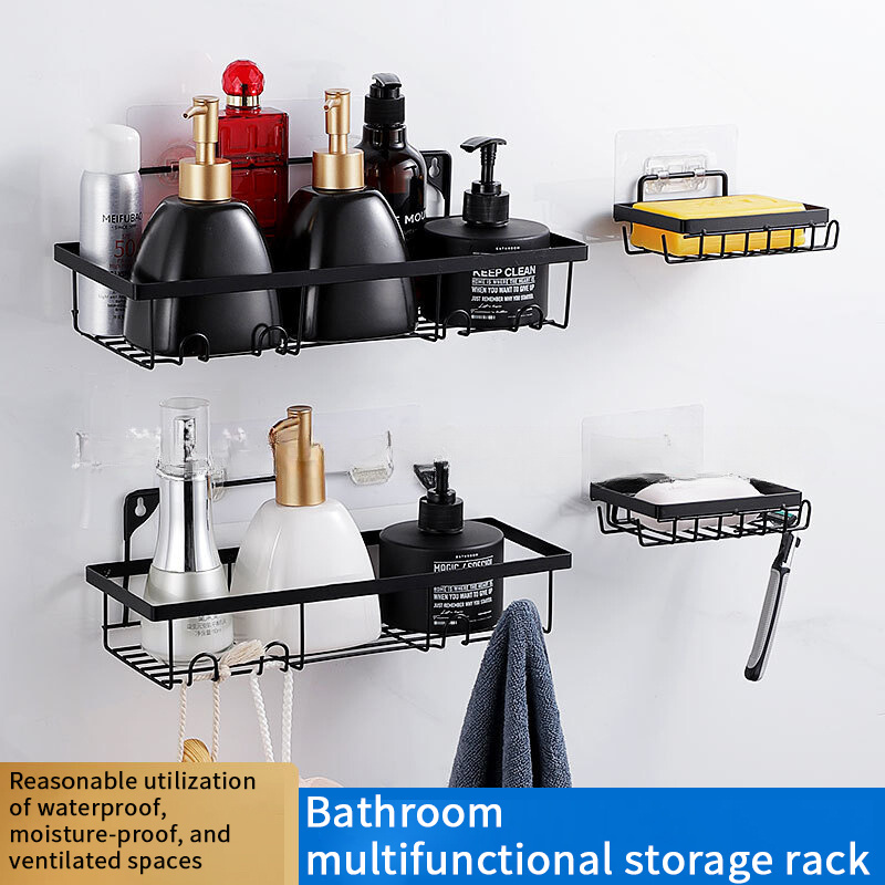 New Iron Art Perforated Free Bathroom Storage Rack Bathroom toiletries Storage Rack Soap Rack