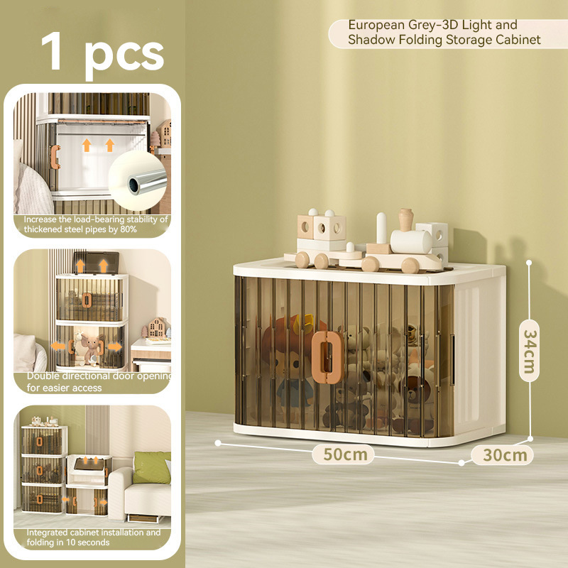 Home storage installation with lock storage box toy wardrobe organizing cabinet transparent folding storage cabinet