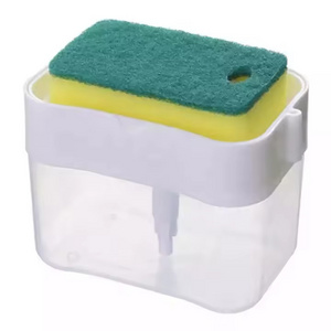 Two In One Pressure Type Dish Washing Brush Soap Liquid Box Household Kitchen Brush Dish Sponge Washing Liquid Dispenser