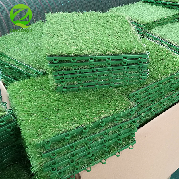 High quality hot sale cheap outdoor or indoor use non-slip green waterproof interlocking tiles artificial grass