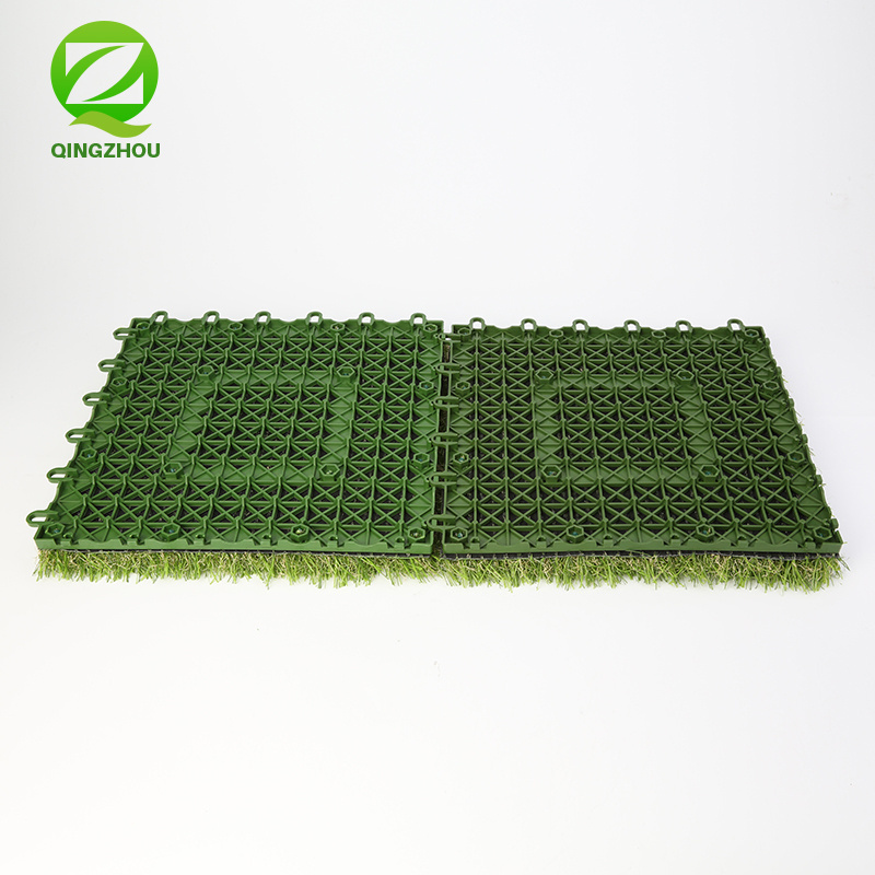 QINGZHOU green artificial grass easy installation carpet high quality 30cm artificial grass decking tile for garden