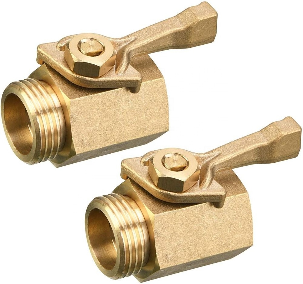 Green Valve Heavy Duty Brass Garden Hose Shut Off Valve, 3/4 Inch, 2-Pack with 2 Hose Washers