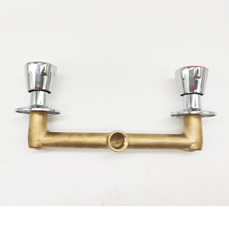 Green valve-Wall Mounted Two Handle Vanity Faucet Solid Brass Basin Mixer Faucet and Rough in Valve