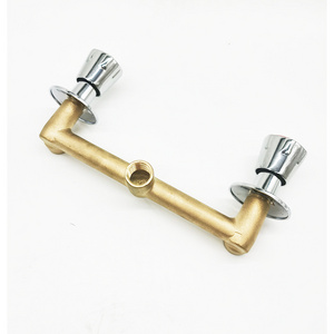 Green valve-Wall Mounted Two Handle Vanity Faucet Solid Brass Basin Mixer Faucet and Rough in Valve