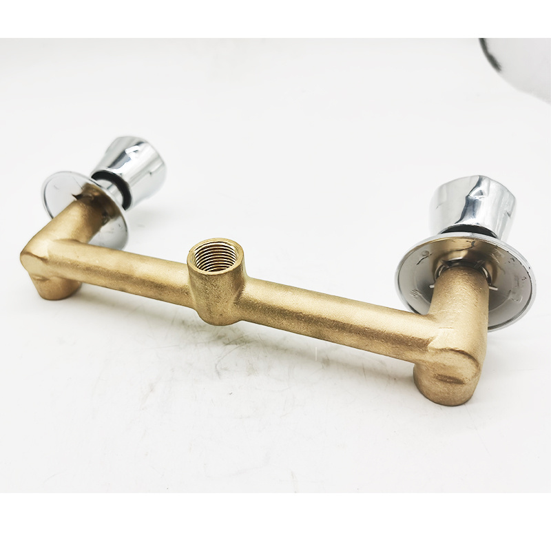 Green valve-Wall Mounted Two Handle Vanity Faucet Solid Brass Basin Mixer Faucet Casting hot and cold mixer valves