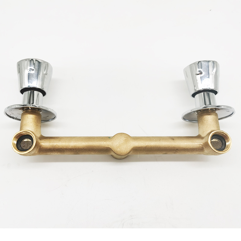 Green valve-Wall Mounted Two Handle Vanity Faucet Solid Brass Basin Mixer Faucet Casting hot and cold mixer valves