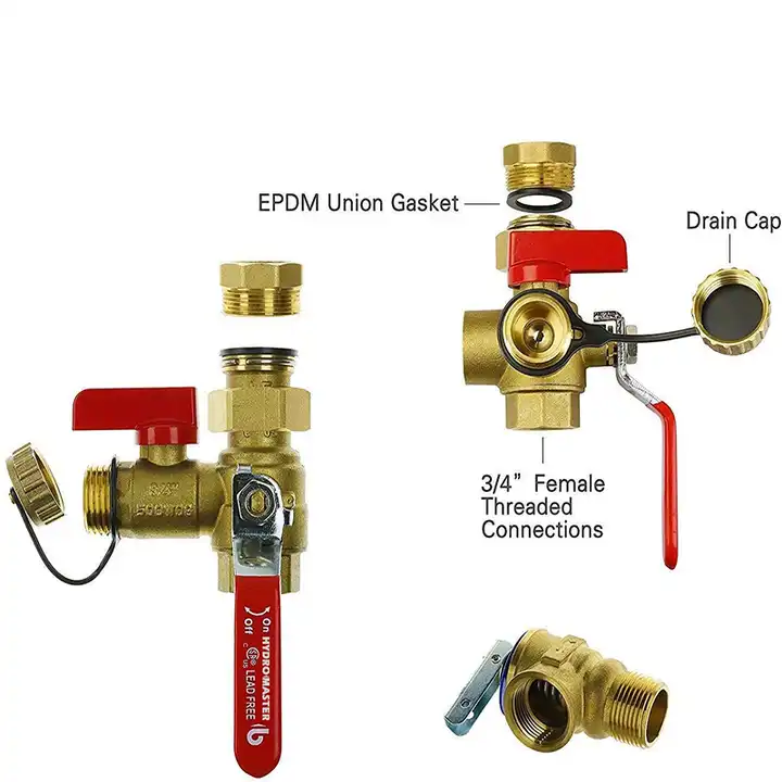 IPS Isolator Tankless Water Heater Service Valve Kit with Pressure Relief Valve, Clean Brass 3-4inch