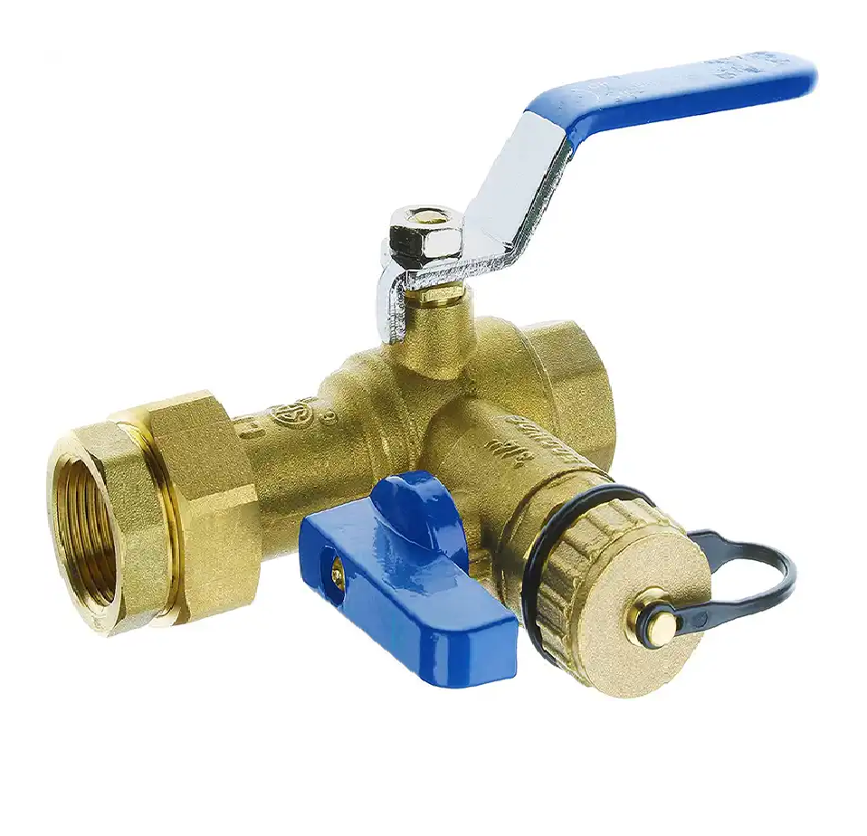 IPS Isolator Tankless Water Heater Service Valve Kit with Pressure Relief Valve, Clean Brass 3-4inch