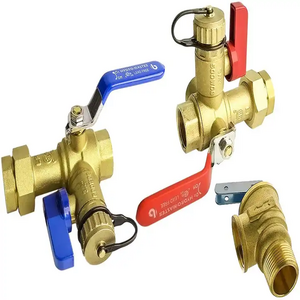 Green Valves Hydro Master 3/4-inch Ips Isolator Tankless Water Heater Service Valve Kit With Pressure Relief Valve,Clean Brass