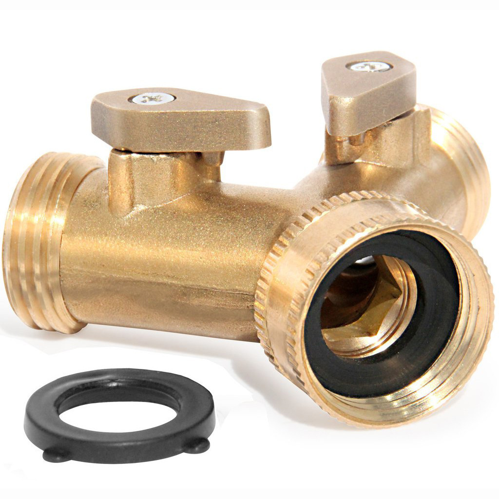 Brass tee joint Y-shaped garden ball valve 2-WAY BRASS HOSE SPLITTER