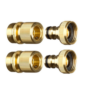 Green-GutenTop 3/4 inch GHT Brass Easy Connect Fitting Male and Female Garden Hose Quick Connector.