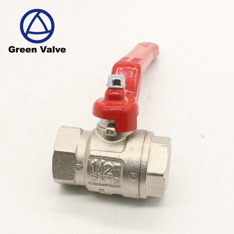 Green Valve 1/2inch Nickel Plated Cw617n Brass Ball Valve with casting iron handle