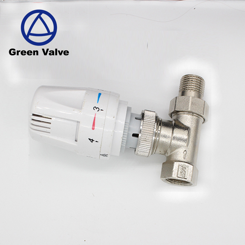 Green Valve High Quality Nickel Angle Thermostatic Radiator Valve 15mm x 1/2