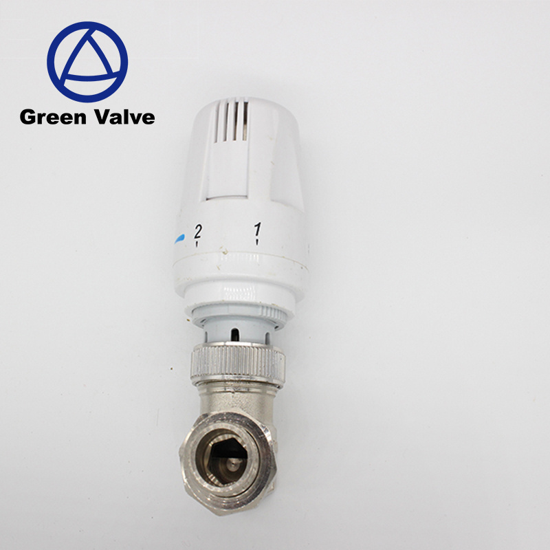 Green Valve High Quality Nickel Angle Thermostatic Radiator Valve 15mm x 1/2