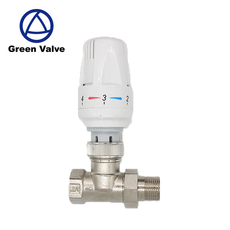 Green Valve High Quality Nickel Angle Thermostatic Radiator Valve 15mm x 1/2