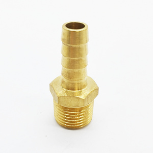 Green Valve 1/4" NPT Male Thread Brass Hose End 3/8" Hose Barb Hose Coupler Hex Head Brass Stem Pneumatic Brass Nipple