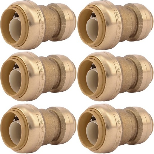 1 Inch x 3/4 Inch Reducing Coupling, Push to Connect Brass Plumbing Fitting, PEX Pipe, Copper, CPVC, PE-RT, HDPE, U060LF