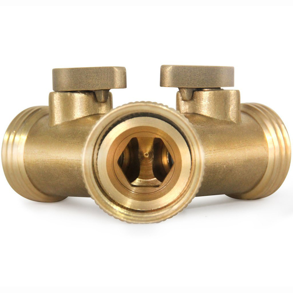 Brass tee joint Y-shaped garden ball valve 2-WAY BRASS HOSE SPLITTER