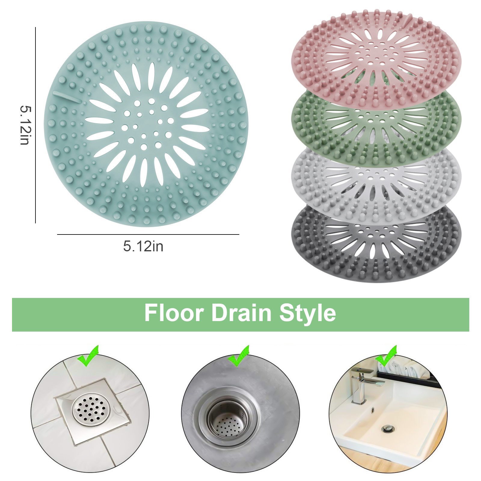 Bathroom and Kitchen Accessories Shower Drain Hair Catcher Hair Stopper Strainer Silicone Strainer TPR Rubber Floor Modern