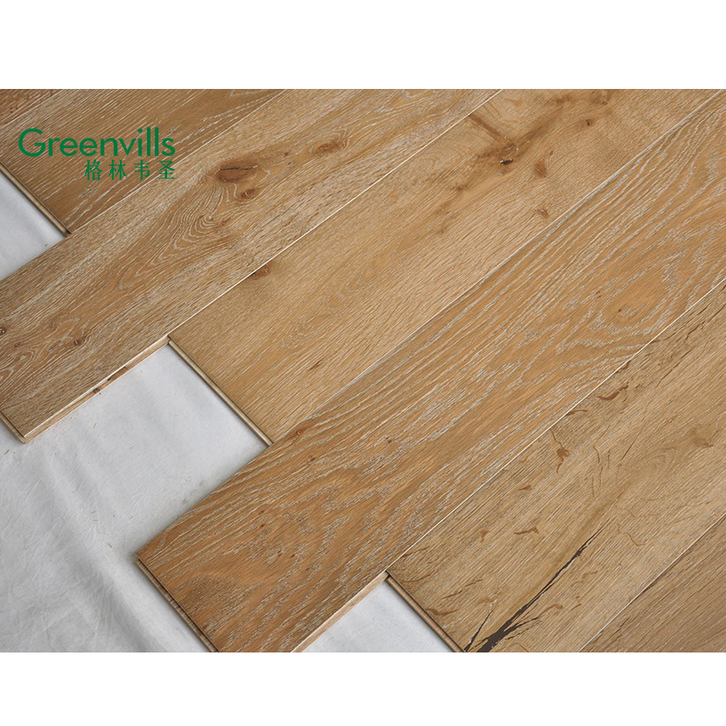 Popular style in USA wire brushed wide planks natural oak engineered flooring at wholesale price