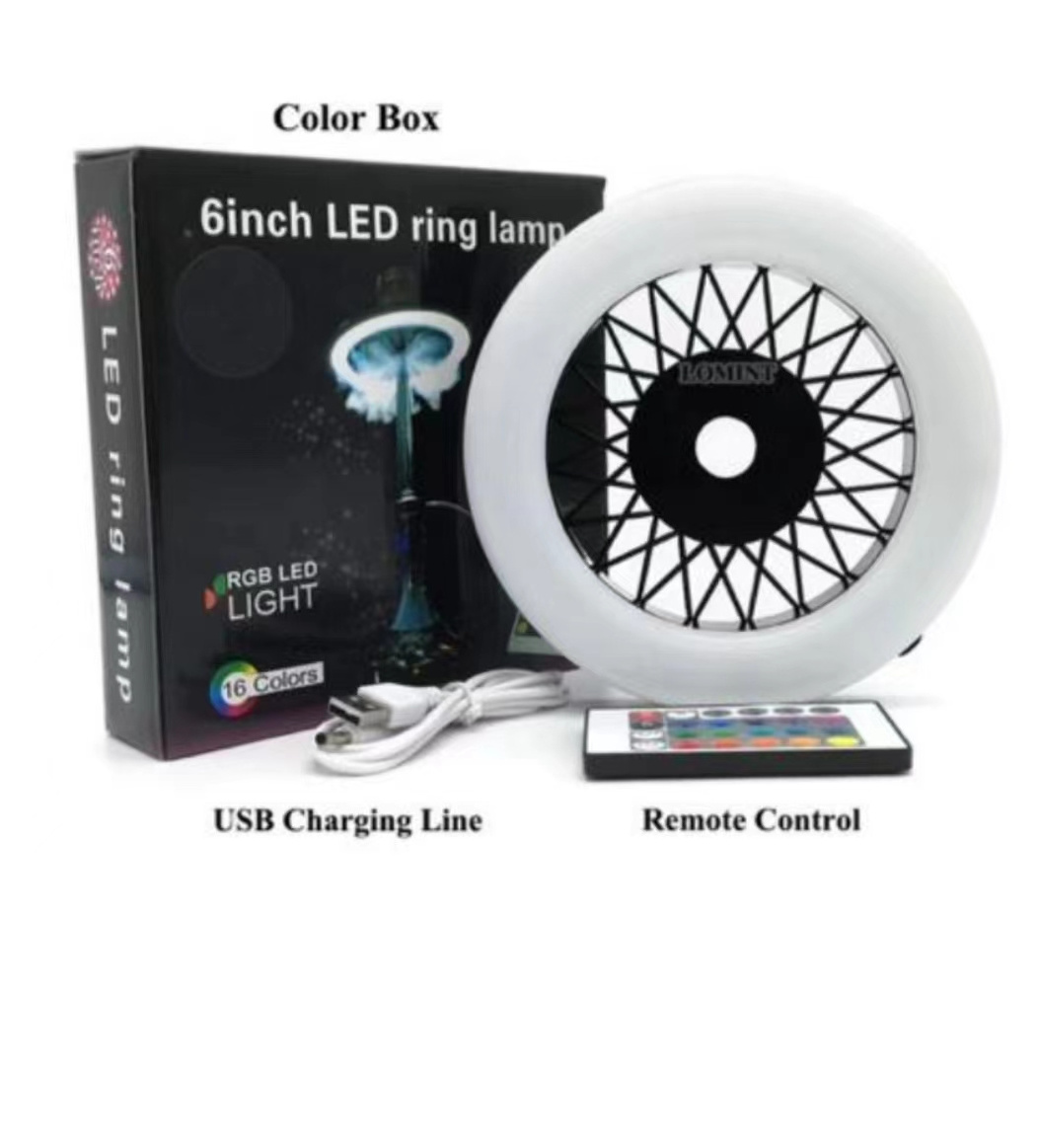 Hot Selling Shisha Accessories 6 Inch Colorful  LED Ring Lamp With Remote Controller For Shisha Hookah Plate