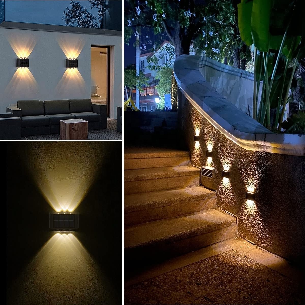 Led Solar Wall Light Outdoor Waterproof up and down lighting olar garden Light For Garden Step Stair