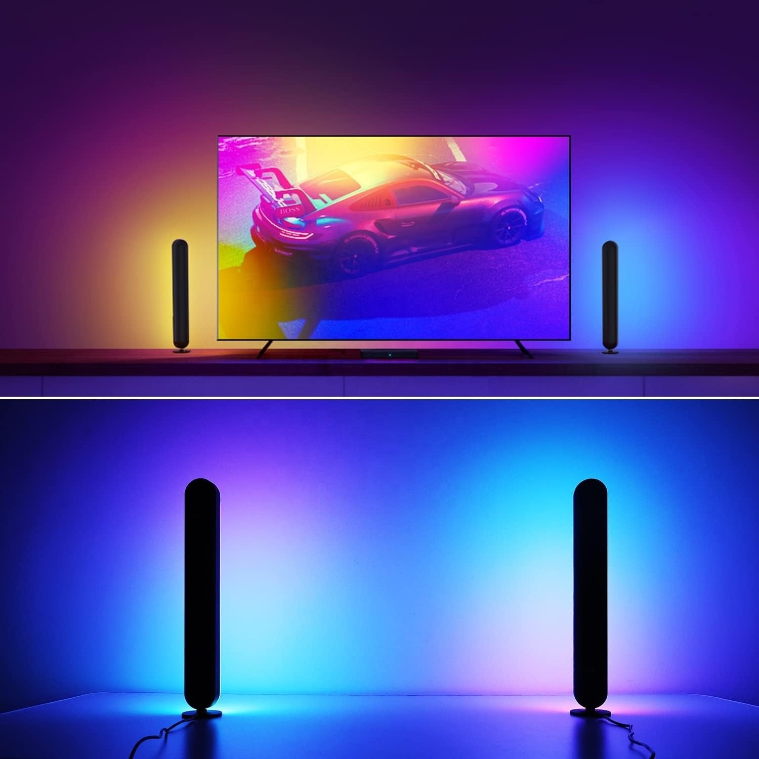 2pcs set RGB Multicolor Music Sync Color Changing Smart LED Light Bars for Game TV Background