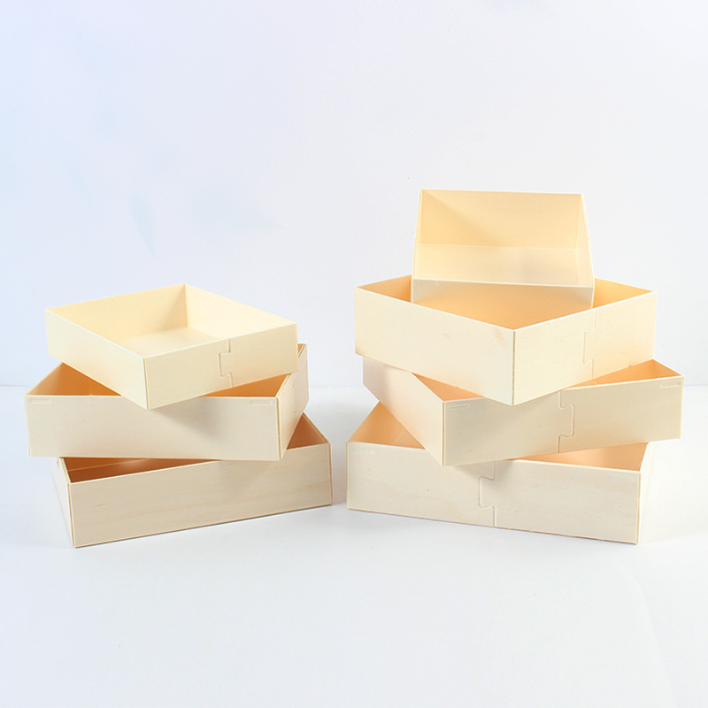 Wholesale Cheap Custom Unfinished Small Balsa Wooden Cheese Cake Cookie Sushi Boxes for Food