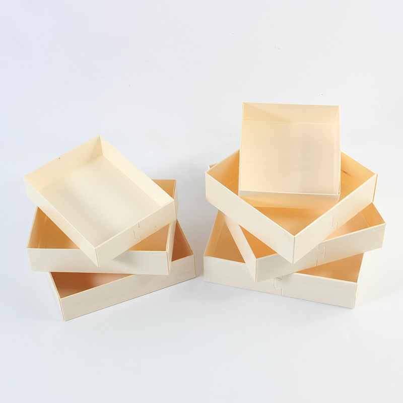 Wholesale Cheap Custom Unfinished Small Balsa Wooden Cheese Cake Cookie Sushi Boxes for Food