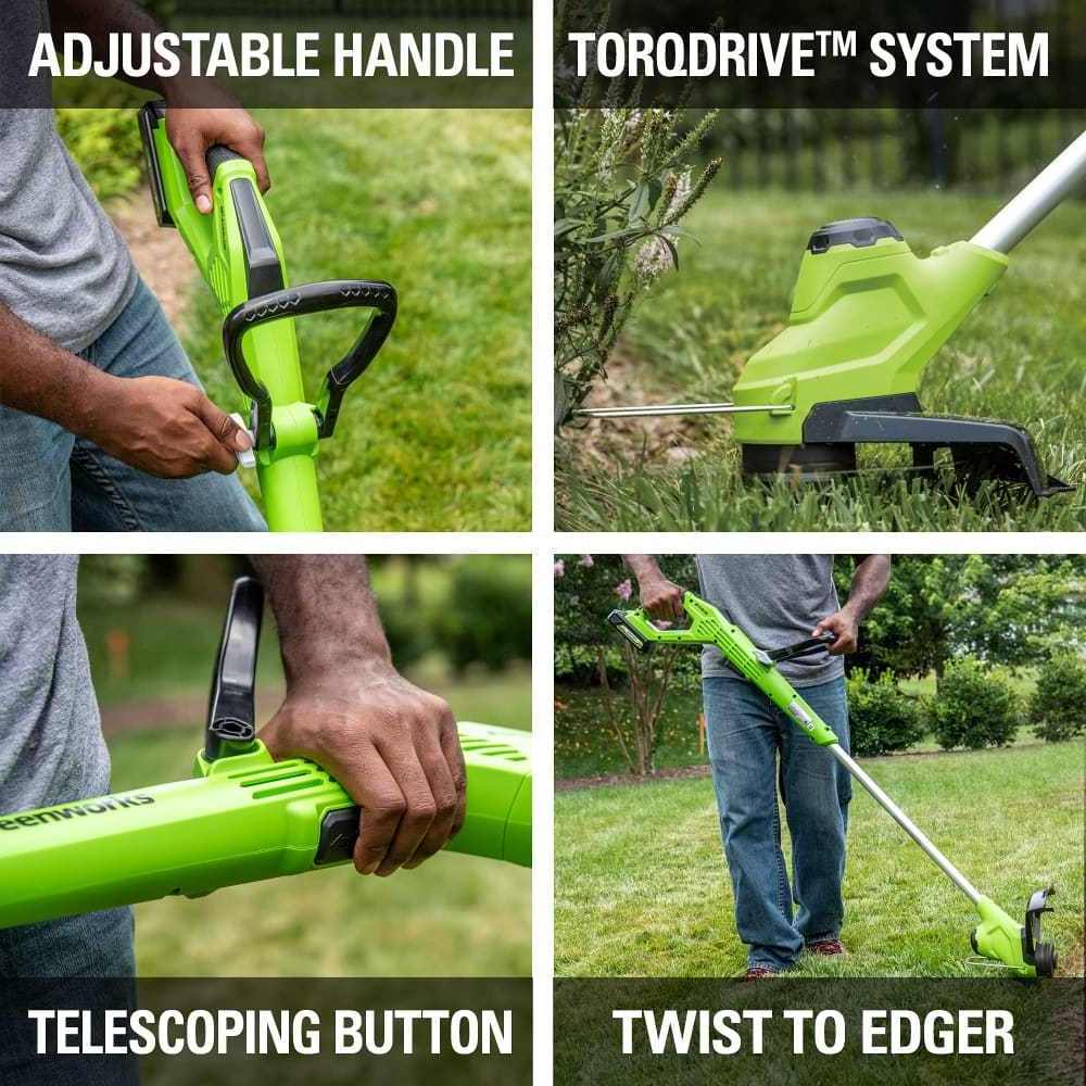 Greenworks 24V 11 Inch String Trimmer 2Ah USB Battery and Charger Included