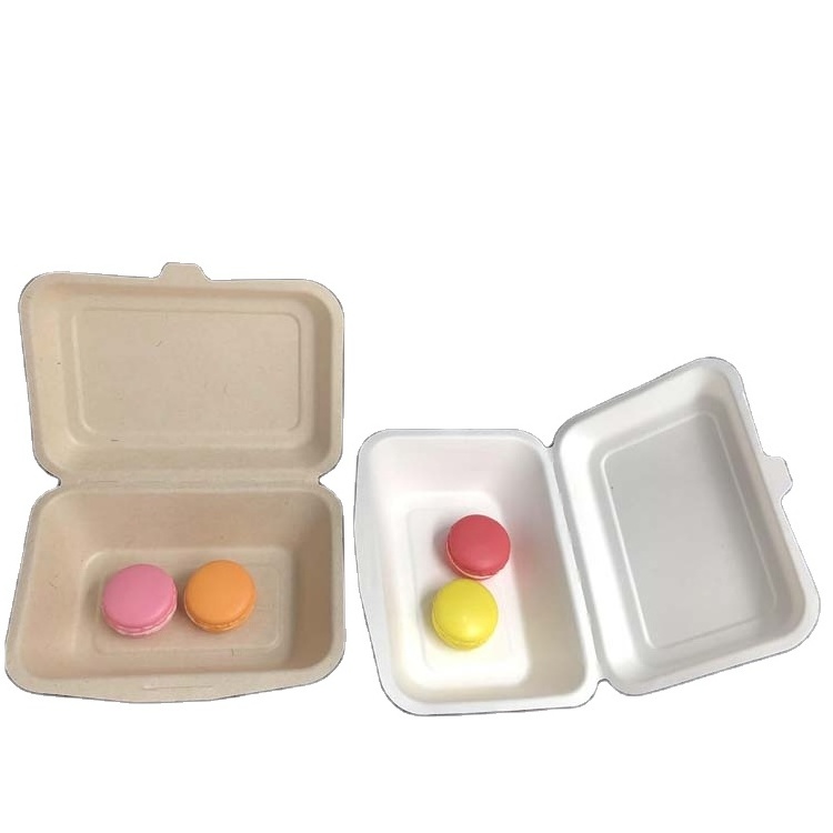 Eco Friendly Biodegradable Disposable Bagasse Lunch Box Packaging 9x6 Inch lunch box for takeaway food