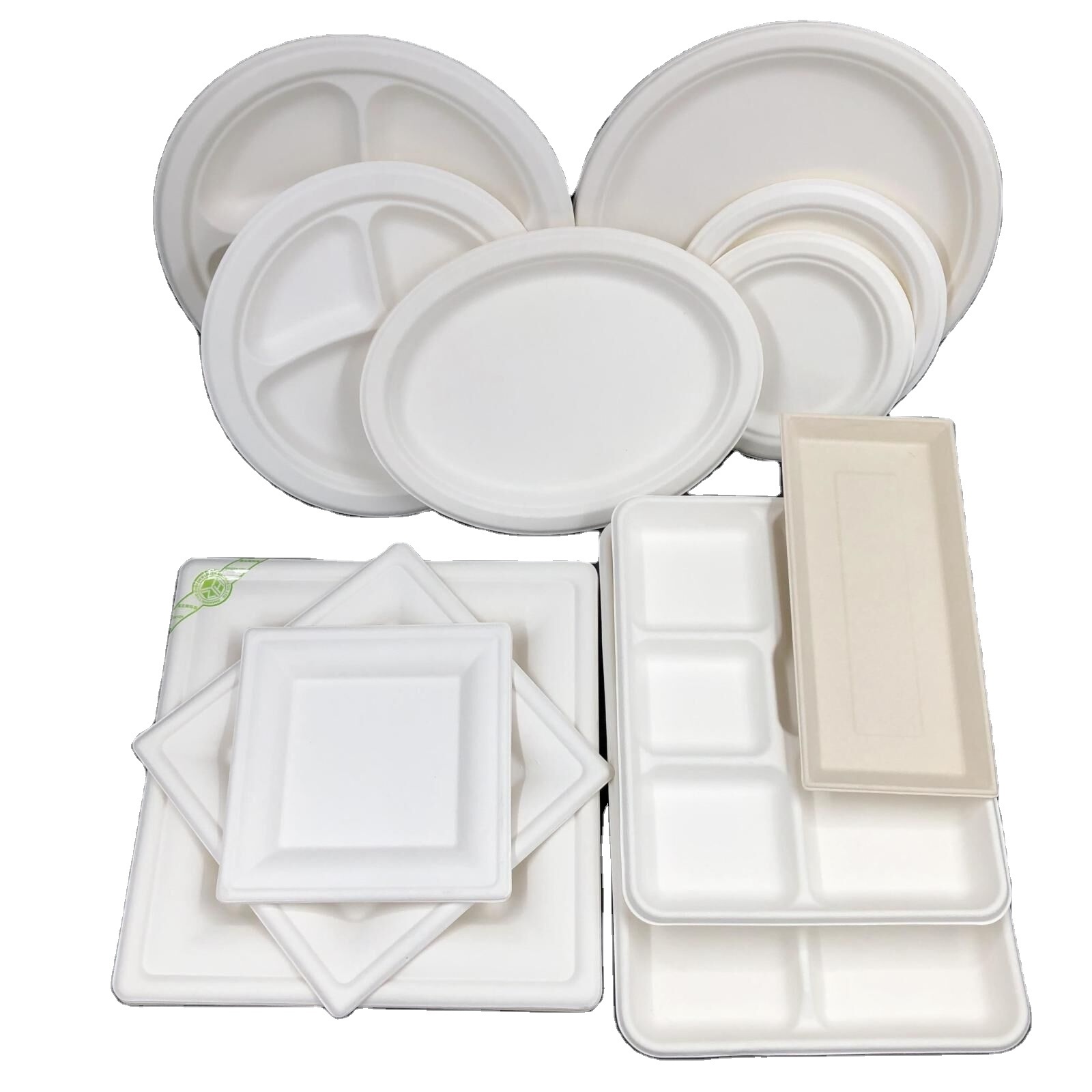 Food Grade Sugarcane Bagasse Disposable Plates Sugar Cane Bamboo Paper Pulp Party Dishes