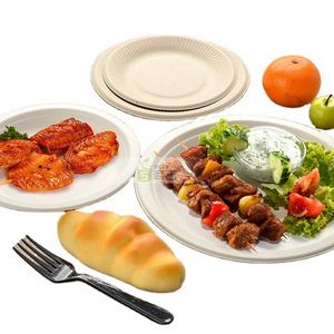 Food Grade Sugarcane Bagasse Disposable Plates Sugar Cane Bamboo Paper Pulp Party Dishes