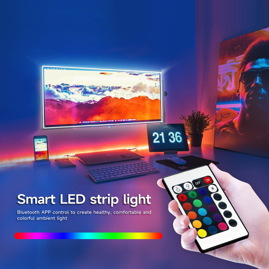 New design smart bluetooth control flexible led strip light SMD5050 30lamps rgb 5v 5m Color Changing Led Light Strip for Bedroom