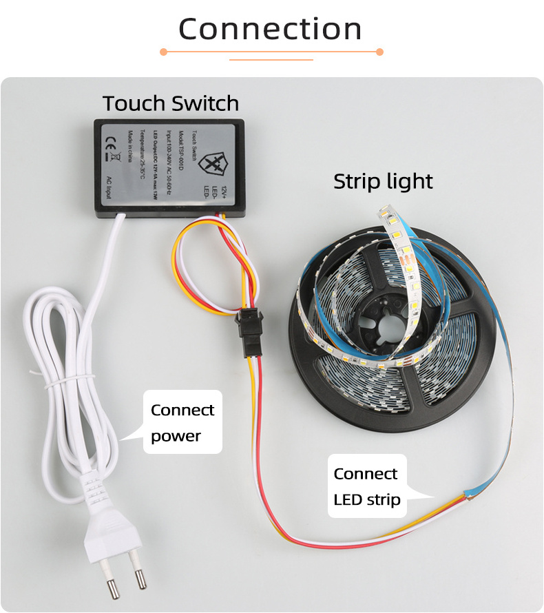 Wholesale Factory Price 110V 220V 12W 1A Led Light Mirror Touch Sensor Switch For 1-5mm Glass/Acrylic/Bathrom Mirror