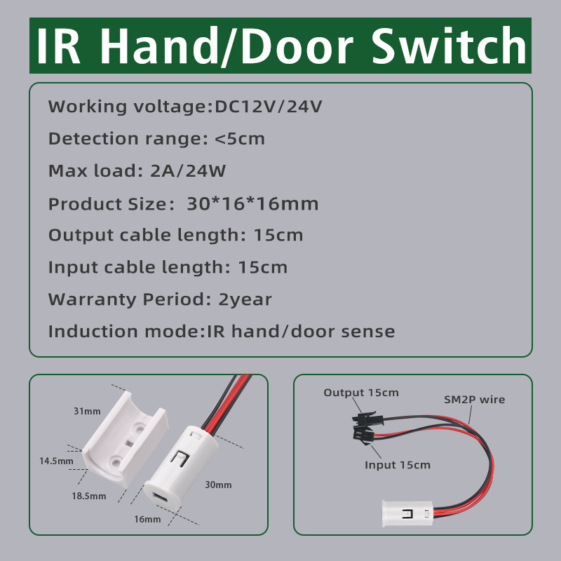 GREESON dc12v-24v 2a Ir Gated Hand Sweep Induction Switch Controller Movement Sensor Light Switch  For Furniture Led Lighting