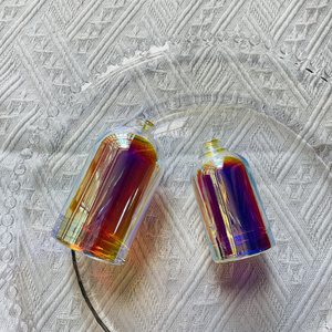 50ml 100ml Unique Design Baston Rainbow Color Fragrance Bottle With Custom Sprayer Iridescent Perfume Bottle In Glass