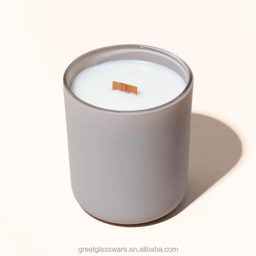 Candle Jar Making Suppliers 12oz 16oz Matte White Black Aura Glass Vessel Jar With Metal Wooden Bamboo Lid Wholesale