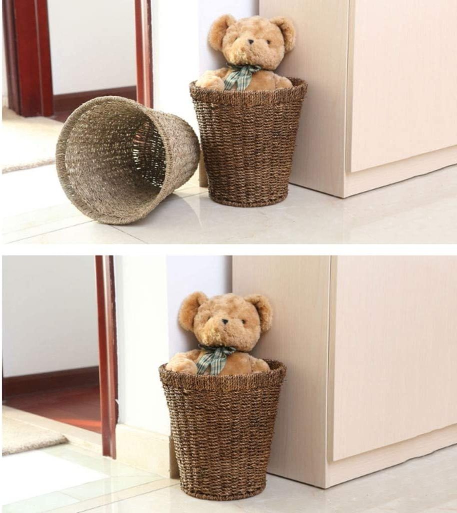 Storage Woven Laundry Clothes Storage Basket Handmade Straw Laundry Storage Bucket Laundry Basket