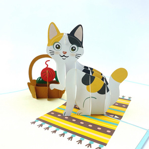 Cat playing New design 2022 card pop up 3d greeting card for Cat lover