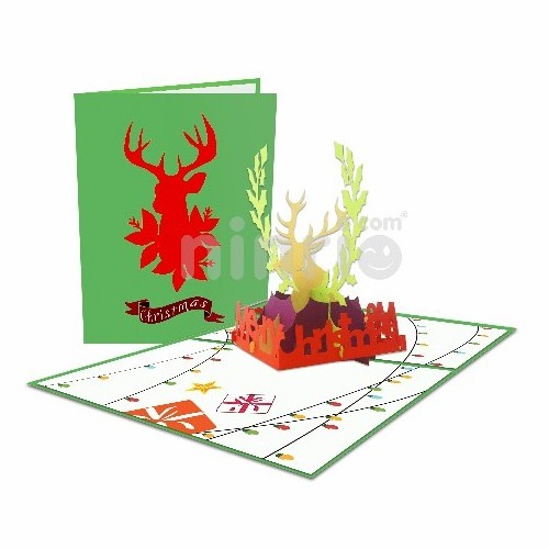 Laser cut Christmas greeting 3d pop up card