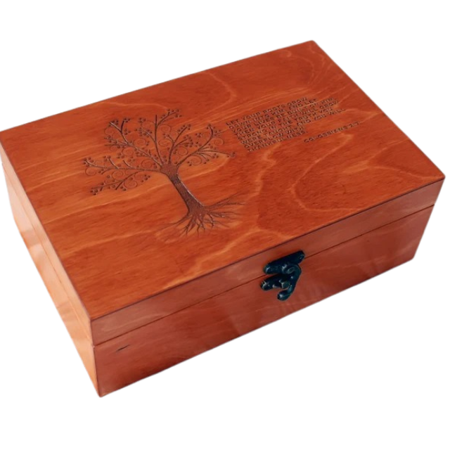 Personalized Wooden Memory Box with Engraved Quotes, Bible Verses, and Customized Jewelry Storage - Perfect Keepsake