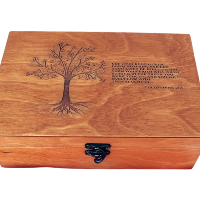 Personalized Wooden Memory Box with Engraved Quotes, Bible Verses, and Customized Jewelry Storage - Perfect Keepsake