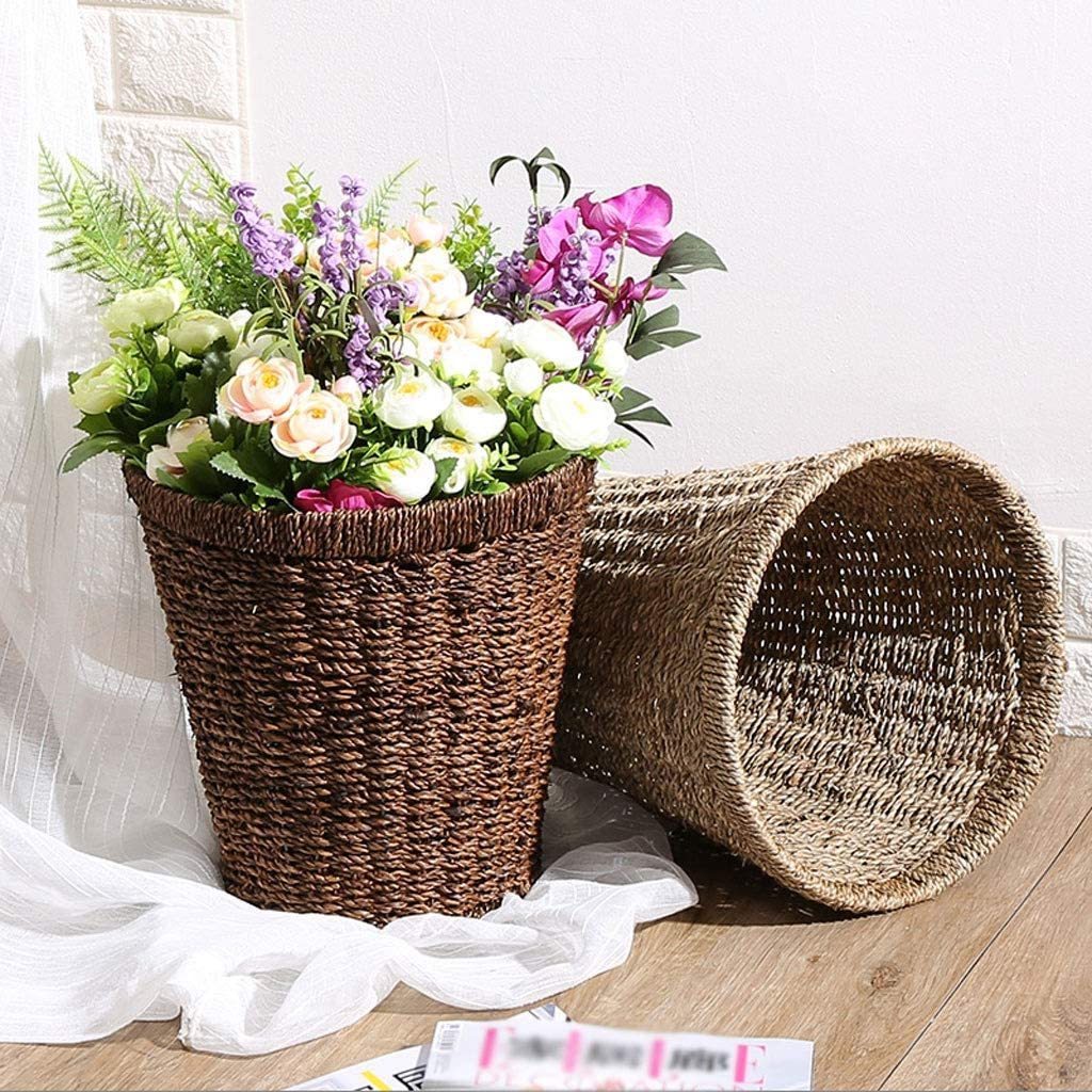 Storage Woven Laundry Clothes Storage Basket Handmade Straw Laundry Storage Bucket Laundry Basket