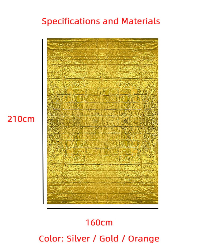 Custom Logo Waterproof Insulated Reflective Gold 160 X 210 First Aid Rescue Survival Space Foil Mylar Thermal Emergency Blanket