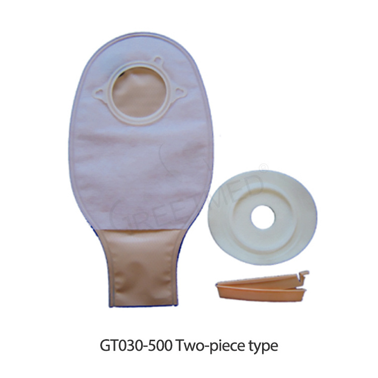 Greetmed Drainable Pouch Colostomy Bag Hospital Surgical Two Piece PVC Ce Spacer Inhaler EOS Pacemaker Ostomy Bags 2 Piece